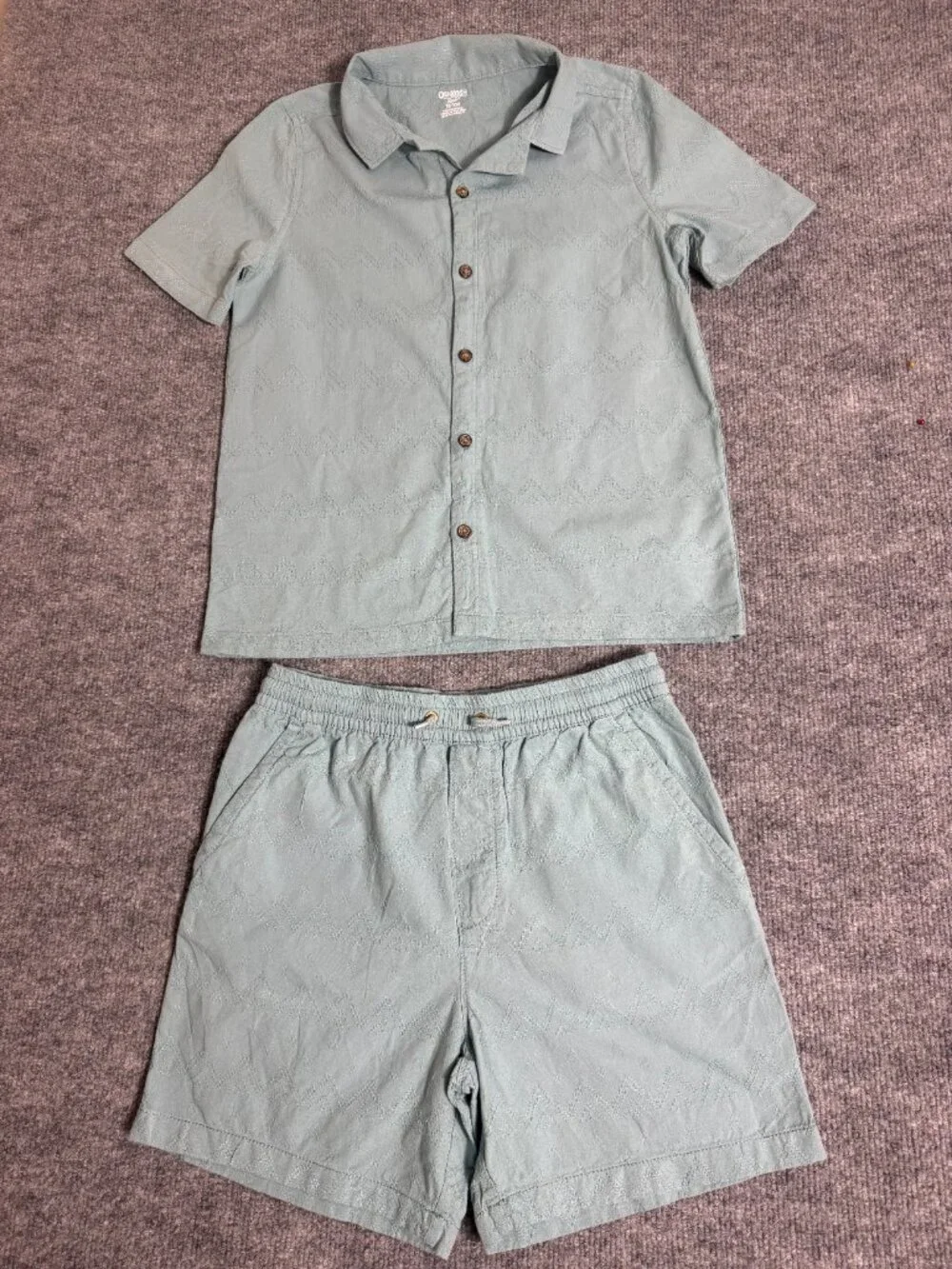 OshKosh Boys 2 Piece Set Size 10 Green Shirt Shorts
